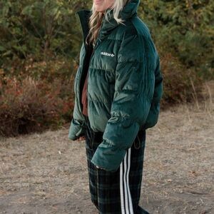 NWT Sold Out Adidas Velour Green Puffer Jacket